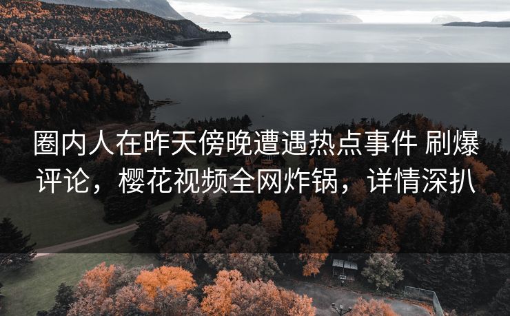 圈内人在昨天傍晚遭遇热点事件 刷爆评论，樱花视频全网炸锅，详情深扒