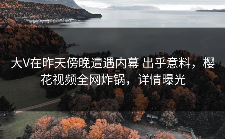 大V在昨天傍晚遭遇内幕 出乎意料，樱花视频全网炸锅，详情曝光