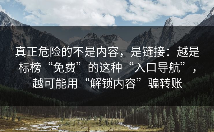 真正危险的不是内容，是链接：越是标榜“免费”的这种“入口导航”，越可能用“解锁内容”骗转账